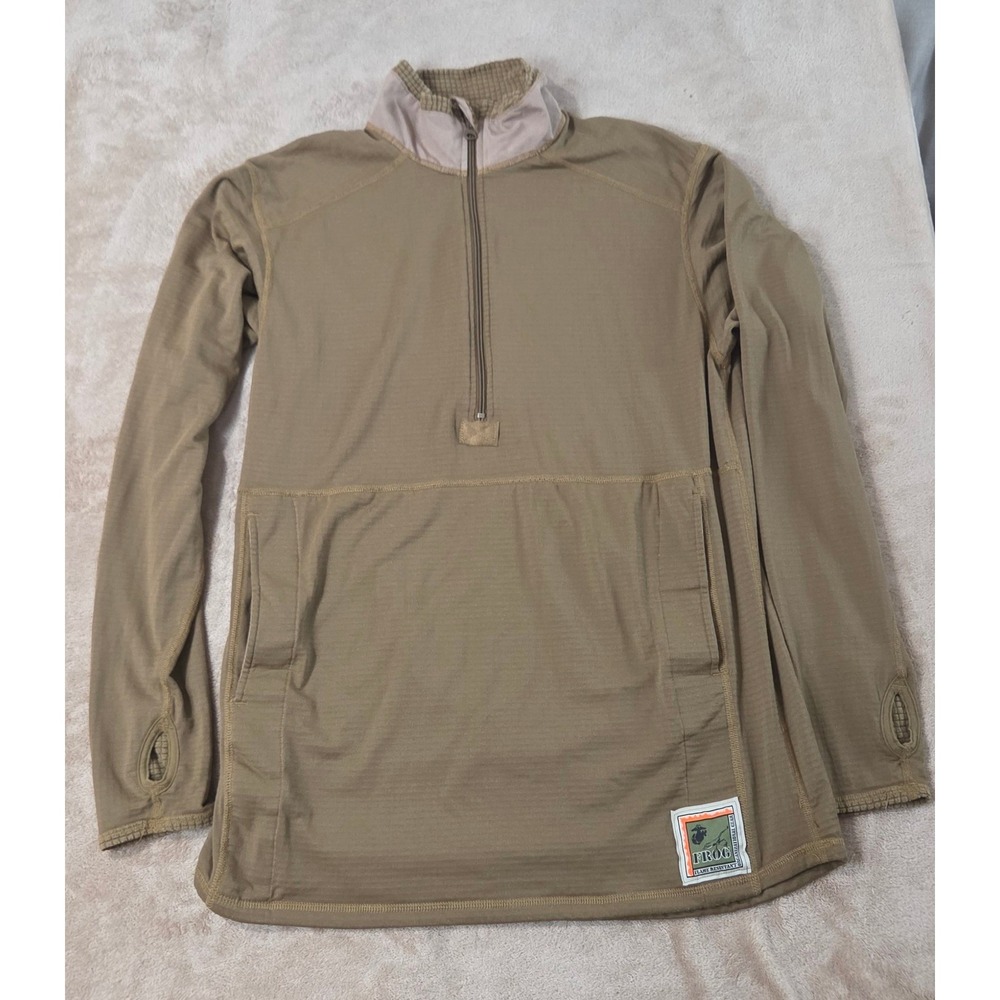 Peckham Frog Fr Pullover Thermal Shirt Mens size Medium Long beige 1/4 zip